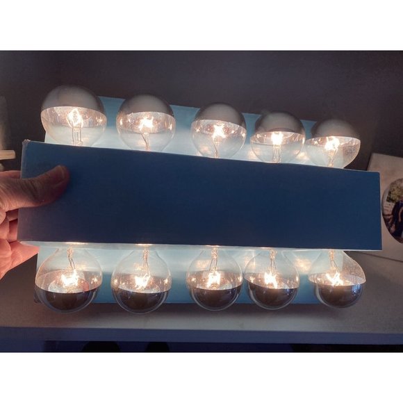 10Ct G Silver Coated Mercury Glass Type Ball String‎ Lights Indoor Outdoor New - Picture 12 of 16